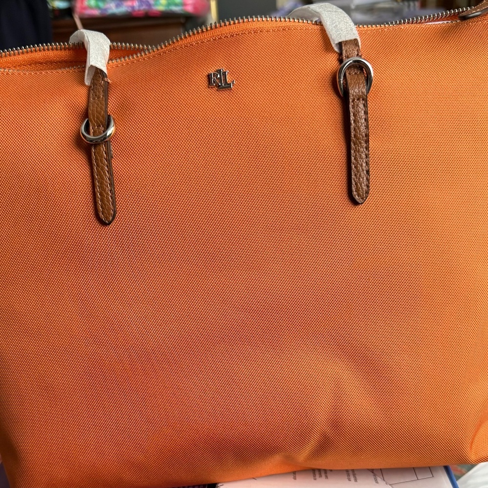 NWT Lauren Ralph Lauren  Medium Keaton Canvas Tote